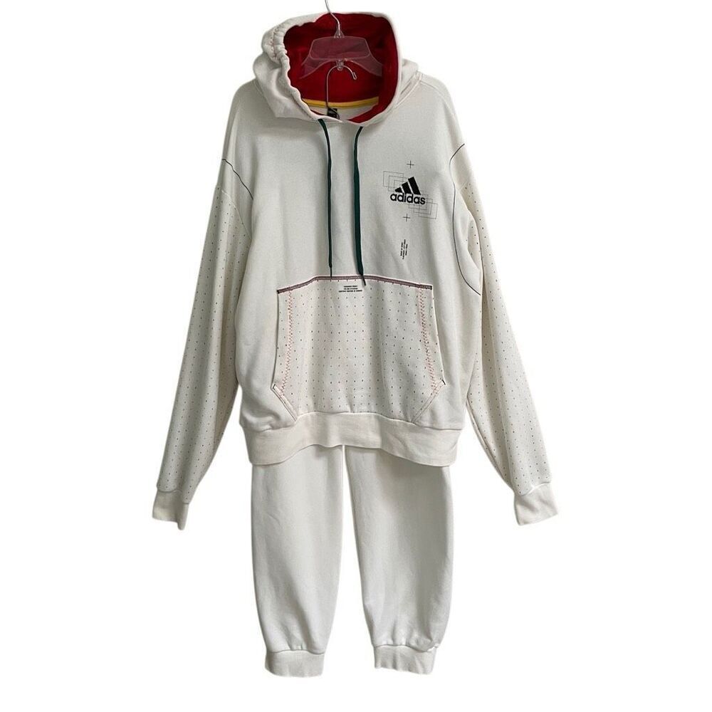 Adidas Original Unite Fit Football Hoodie Jogger Set unisex L/XL white READ
